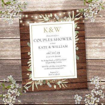 budget rustic monogram couples shower invite