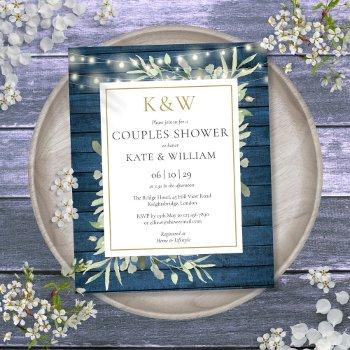 budget rustic monogram couples shower invite