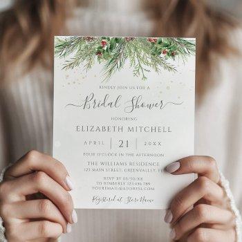 budget rustic winter greenery bridal shower invite