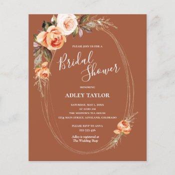 budget terracotta boho floral bridal shower invite