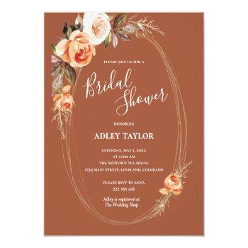 Budget Terracotta Boho Floral Bridal Shower Invite Front View