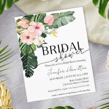 budget tropical floral bridal shower invitation