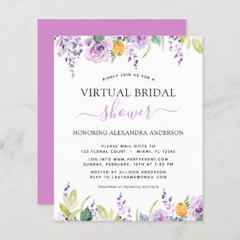 budget virtual bridal shower purple greenery