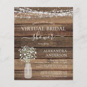 budget virtual bridal shower rustic invitation