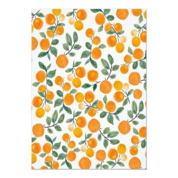 Budget Watercolor Oranges Bridal Shower Invite Front View