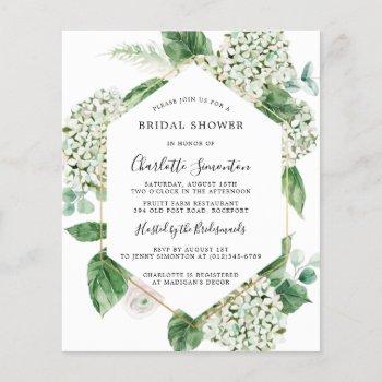 budget white hydrangea bridal shower invitation