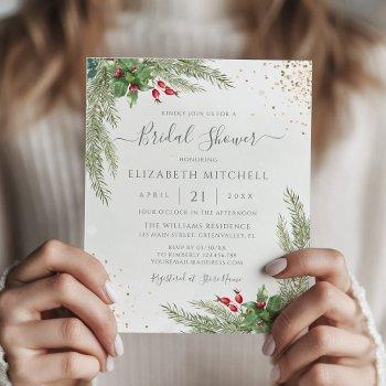 budget winter greenery bridal shower invitation