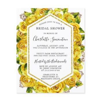 budget yellow rose bridal shower invitation