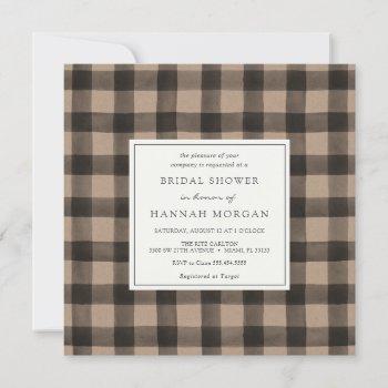 buffalo plaid kraft bridal shower invitation