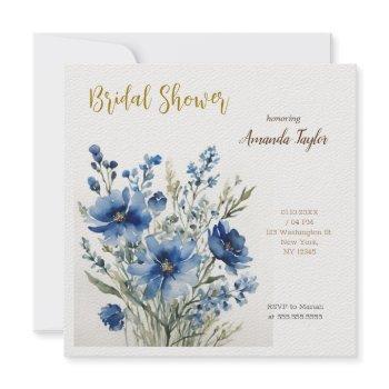 bunch of flowers elegant watercolor bridal shower invitation