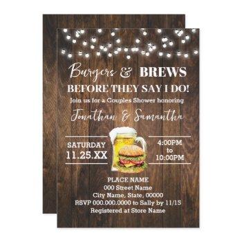 burgers & brews before i do western couples shower invitation