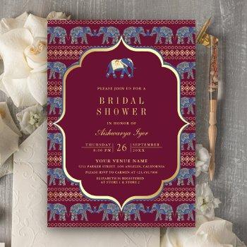 Burgundy And Gold Elephant Indian Front View