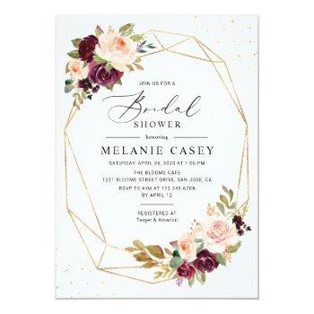 Burgundy Blush Floral Gold Geometric Front View