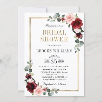 burgundy blush modern geometric bridal shower invitation