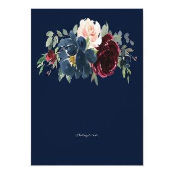 Burgundy Blush Navy Blue Floral Wedding Details    Enclosure Card Front View