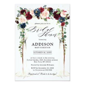 Burgundy Blush Navy Floral Arch Front View
