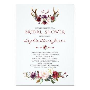 Burgundy Blush Plum Floral Antlers Front View
