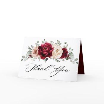 burgundy champagne ivory mauve rose bridal shower thank you card