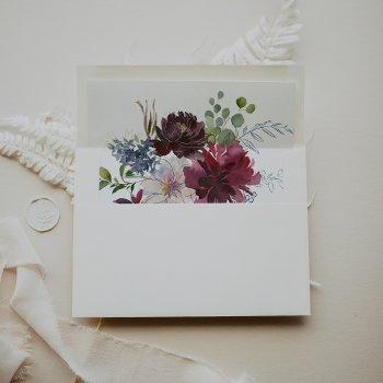 burgundy floral and greenery wedding envelope liner