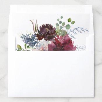 burgundy floral and greenery wedding envelope liner