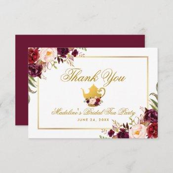 burgundy floral bridal shower tea party thanks b invitation