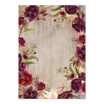 Burgundy Floral Mason Jar Rustic Bridal Shower Invitation Front View