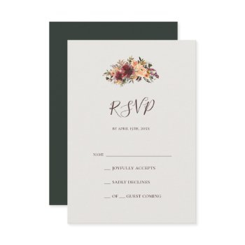 burgundy orange floral | green rsvp card