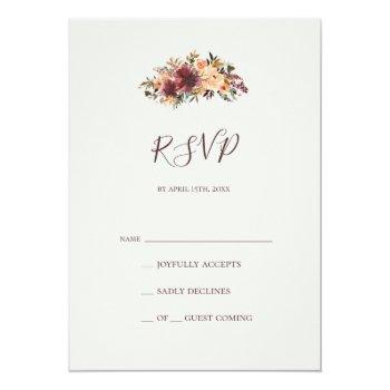 Burgundy Orange Floral | Green Rsvp Card Front View