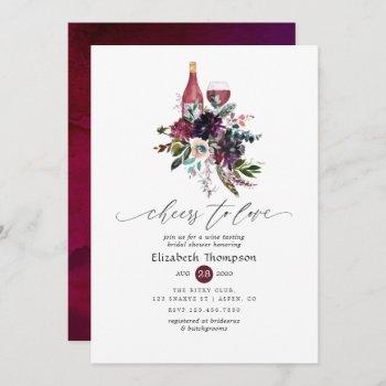 burgundy plum red wine tasting bridal shower invitation