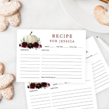 burgundy pumpkin bridal shower recipe postcard