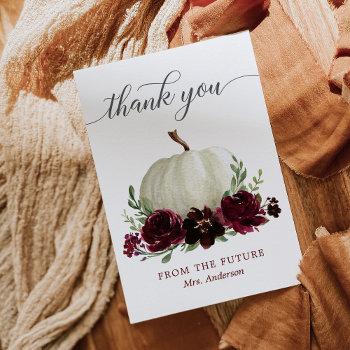 burgundy pumpkin bridal shower thank you card