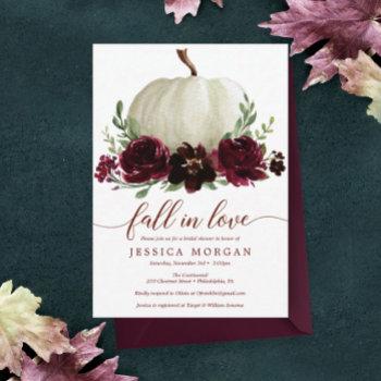 burgundy pumpkin fall in love bridal shower invite
