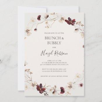 burgundy wildflower | beige brunch & bubbly shower invitation