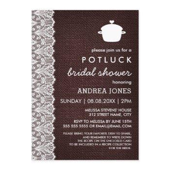 burlap & lace potluck bridal shower invitation