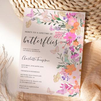 butterflies chic wildflowers spring bridal shower invitation