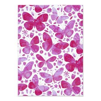 Butterflies Watercolor Magenta Pink Front View