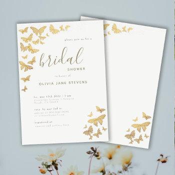 butterfly bridal shower gold sparkle elegant boho invitation