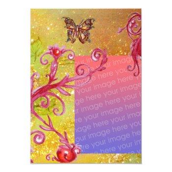 Butterfly In Sparkle 2 Photo Template Yellow Red Front View