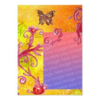 Butterfly In Sparkle 2 Photo Template Yellow Red Front View