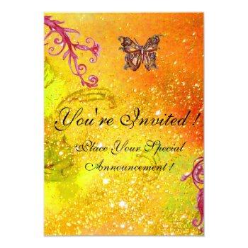 Butterfly In Sparkle 2 Photo Template Yellow Red Front View