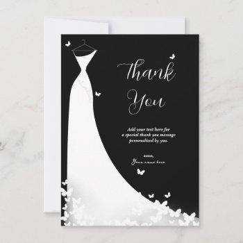 butterfly wedding dress bridal shower thank you invitation