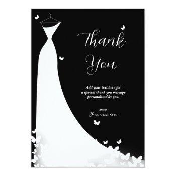 Butterfly Wedding Dress Bridal Shower Thank You Invitation Front View