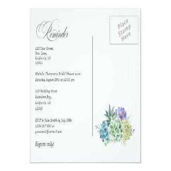 Cactus Succulents Bridal Shower Reminder Rsvp Post Postcard Front View