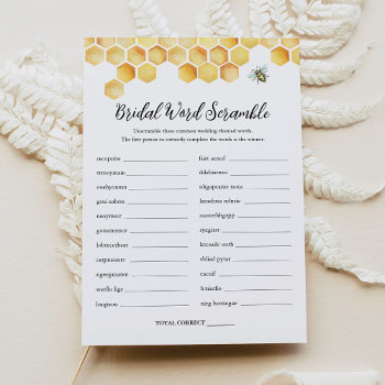 calla bee word scramble bridal shower game card