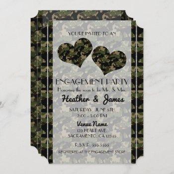 camo hearts camouflage engagement shower party invitation