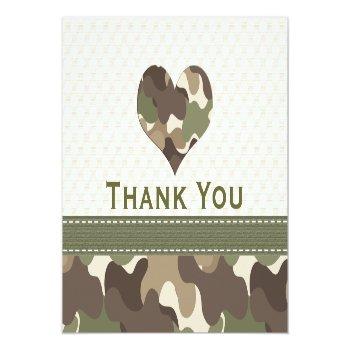 Camouflage Heart Thank You Note Cards Front View