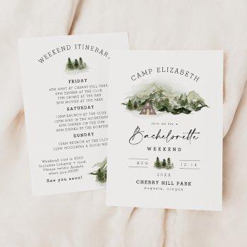 camp bachelorette in the woods weekend invitation