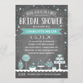 candy bar | bridal shower | teal invitation