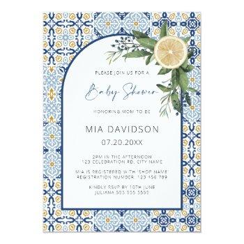Capri Baby Shower Theme Lemon Italian Baby Shower Invitation Front View
