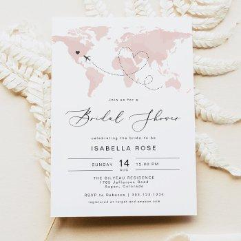 carmen blush map travel adventure bridal shower invitation